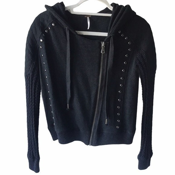 SOLD People Moto Studded Rocker Zip Hoodie - Picture 3 of 6